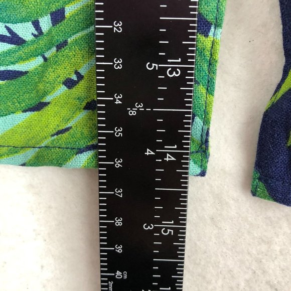 Sofia Jeans Women's Size Large Linen Blend Knot Front Blue Green Leaf Peplum Top - Picture 6 of 14